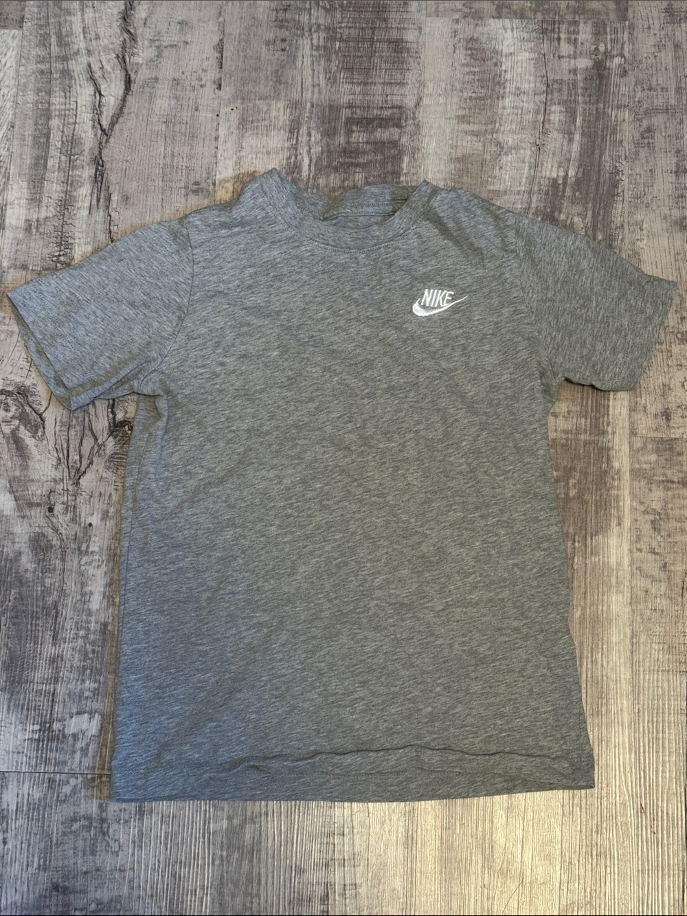 Youth Nike Heather Gray Short Sleeve Tee with White Swoosh